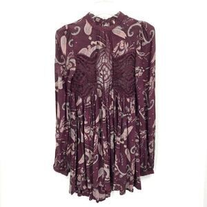 Free People Boho Dress‎ Paisley Print Keyhole Back